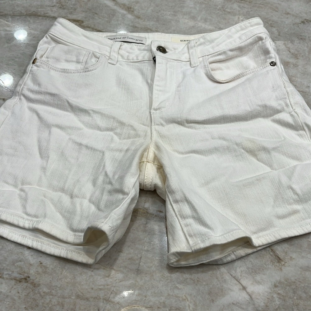 White Pilcro‎ Script Micro Jean Shorts | Size 27 Waist | Excellent Condition - Picture 4 of 12